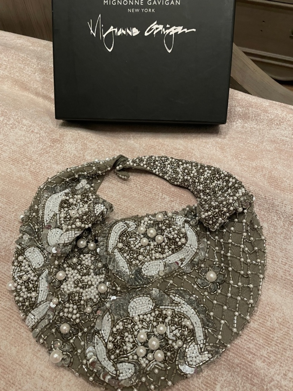 Mignonne Gavigan Silver and Pearl Beaded Collar Necklace